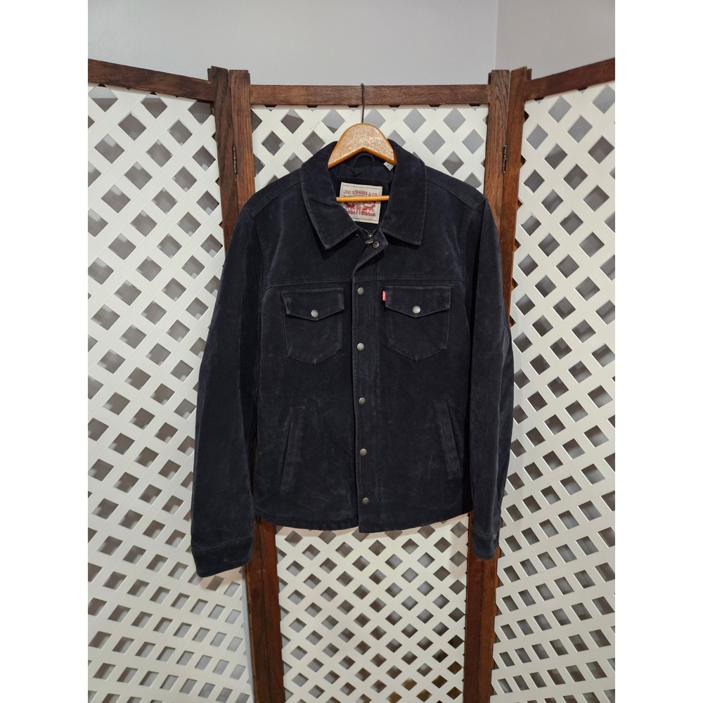 Levi's Men's Faux Suede Trucker Jacket Navy Blue Size Medium